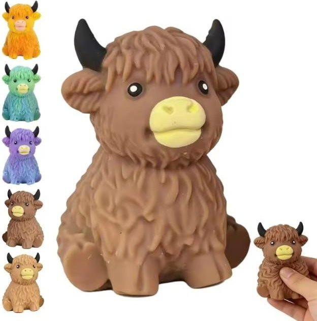 Glitzer Hochlandkuh Stressball, Squishy Knetspielzeug - Bild 1