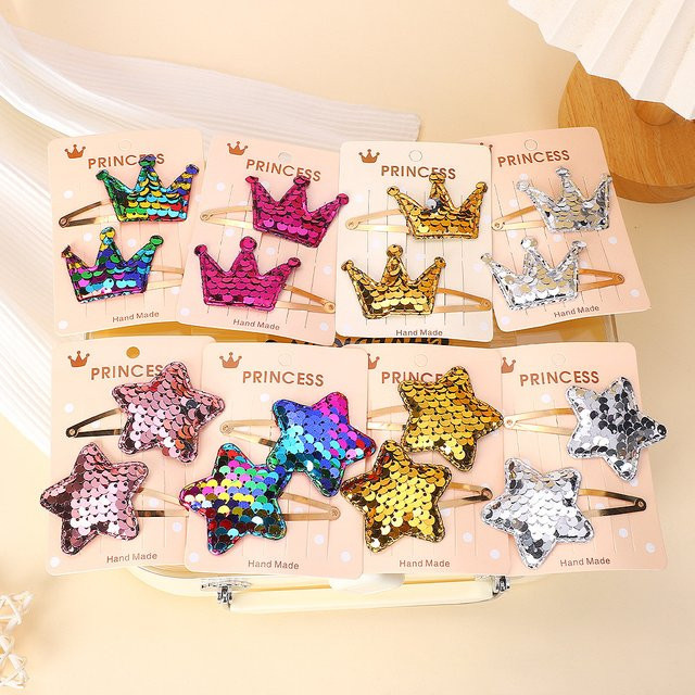 KIDS BOWS Haarspangen mit Pailletten, Stern- und Herzform, 2 Stück, Kinder - Bild 1