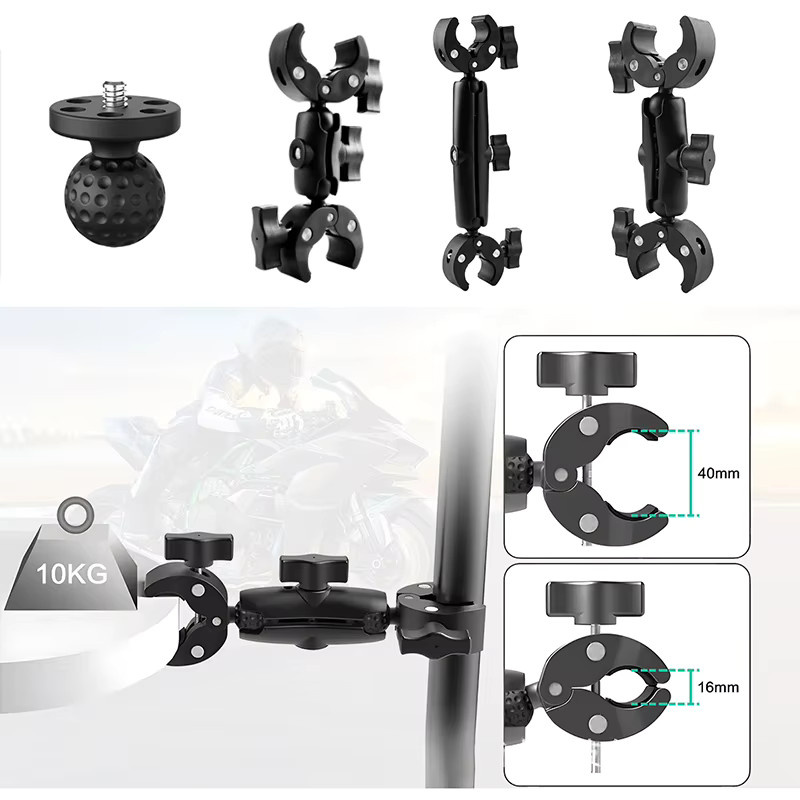BRYNTHORX Kamera-Doppelclip-Krabbenklemme in Schwarz für Motorrad- und Fahrradlenker, kompatibel mit GoPro 11, GoPro 12 und Insta360 One X2, X3, X4 Sportkameras - Bild 6