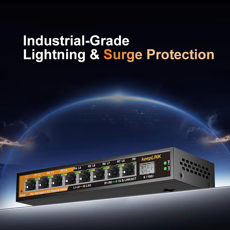 KeepLiNK KP-9000-9XHML-X 9-Port Web-Managed Netzwerk-Switch in Schwarz mit 8 x 2,5Gb RJ45 und 1 x 10Gb SFP+ Uplink sowie IGMP Snooping - Bild 2