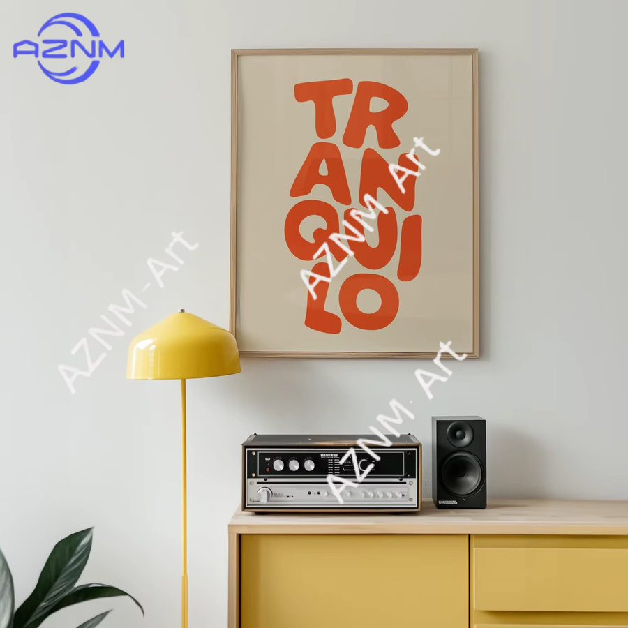 KAYOU Boho Tranquilo Wandkunstdruck als Leinwandgemälde mit Retro Typografie in Orange Cream - Bild 2