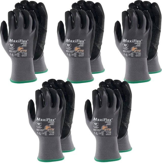 vasalat Set Maxiflex Endurance Schutzhandschuhe aus Nitril, Farbe: Grau/Schwarz, Größe: 12 XXXL, 5 Paar - Bild 1