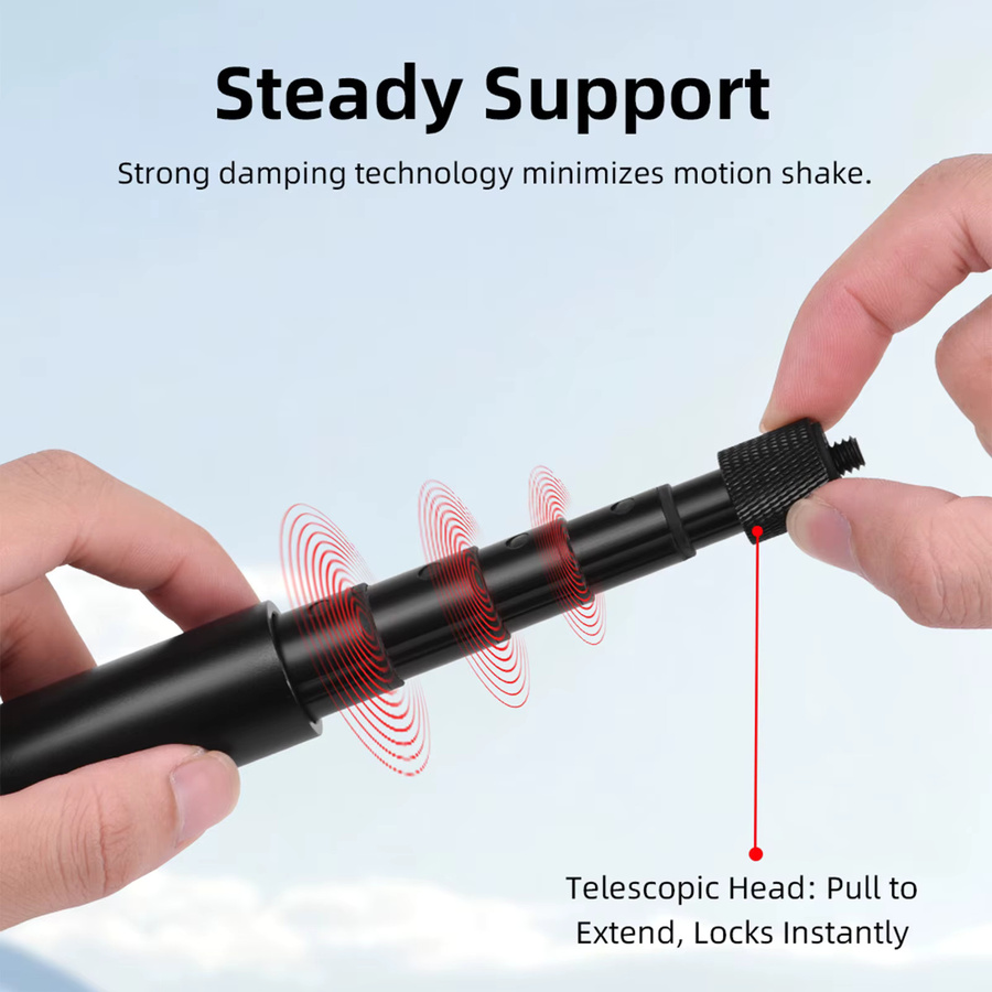 Insta360 Selfie-Stick aus Aluminiumlegierung in Schwarz als einstellbare Verlängerungsstange für Insta360 Go, Ultra, X5 und Pocket 3 Actionkameras - Bild 4