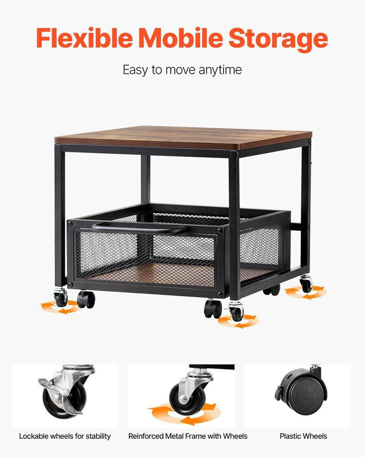 Buying Solutions MB Mini-Kühlschrankständer mit Aufbewahrungswagen und Schwenkrädern in Hellbraun - Bild 7