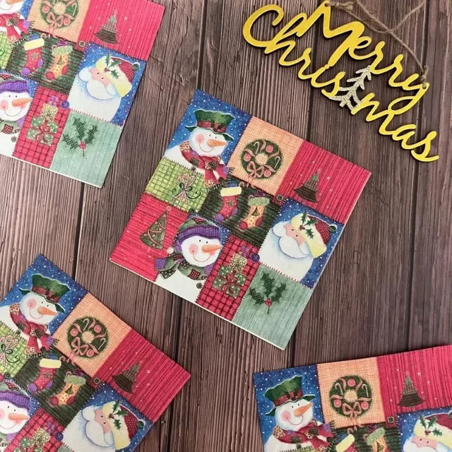 20 Stück GUANYAO Weihnachts-Tischsets aus Papier mit Schneemann-Muster, bunt bedruckt, Breite: 33 cm - Bild 1