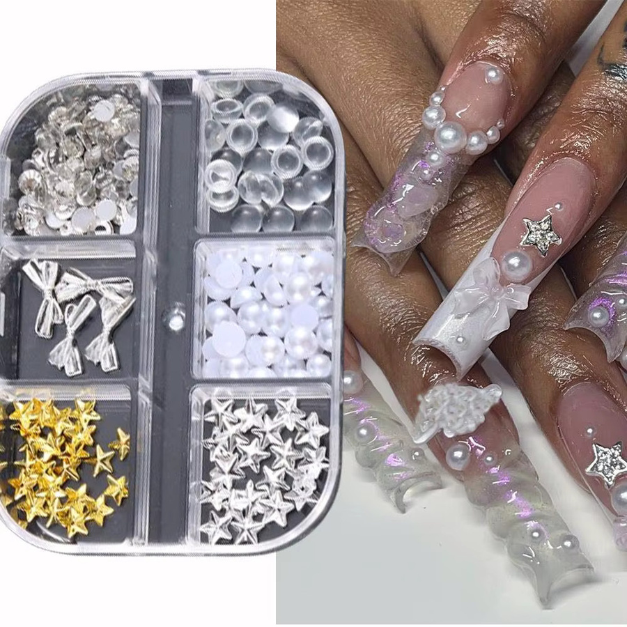 MAFANAILS Nagelkunst-Charms, Sterne und Schleifen, Metallic, Unisex - Bild 1