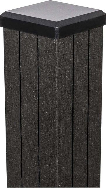 GroJa Solid-Fertigzaun aus WPC mit Pfostenkappe in Anthrazit, Höhe: 300 cm, Breite: 7 cm, Tiefe: 7 cm - Bild 1