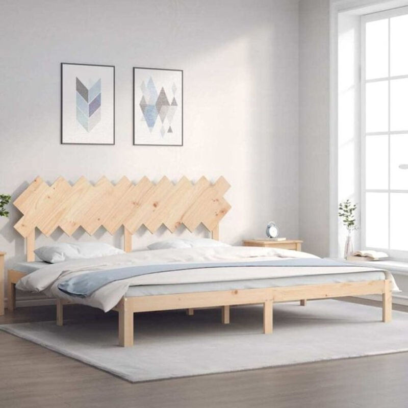 Massivholzbett Vidaxl aus Kiefer in Braun im Landhaus- und Skandinavischen Stil, B/T/H: 200 x 203,5 x 80,5 cm - Bild 1