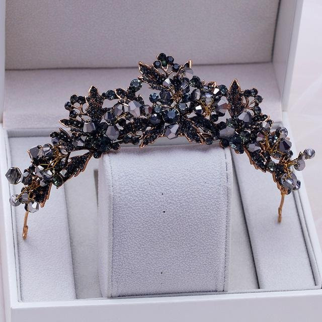 Wucifang Jewelry Diadem, schwarze Kristallperlen, Damen - Bild 1