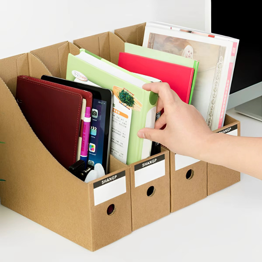 5er Set Faltbare Schreibtisch Organizer aus Kunststoff in Braun für Dateien und Bücher - Bild 4
