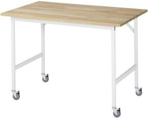 Rau Fahrbarer Arbeitstisch Jerry in Grau/Mehrfarbig mit 25mm B-Platte, B: 125 cm, T: 80 cm, H: 90 cm - Bild 1