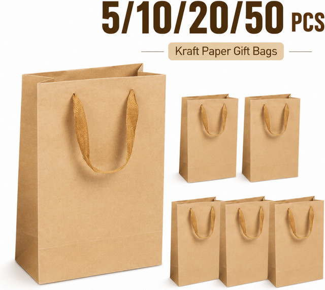 Kraftpapier-Geschenktüten für Halloween, Partys und Hochzeiten in Braun und Grün - Bild 1