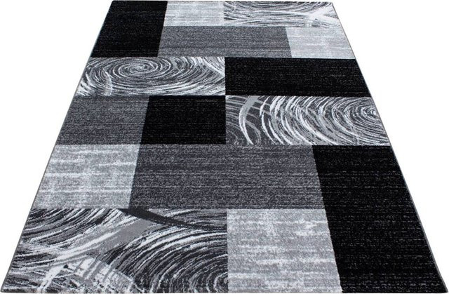 Ayyildiz Teppich PARMA in Schwarz und Grau mit abstraktem Karomuster, Vintage-Design, Breite: 80 cm, Länge: 300 cm - Bild 2