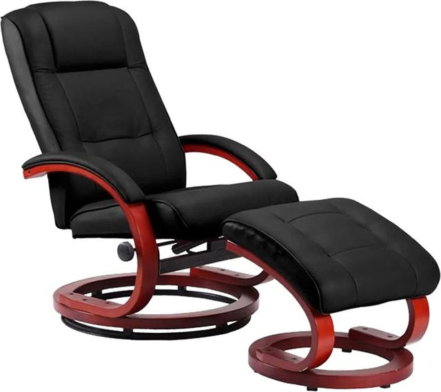 MCW Massage-Fernsehsessel Pescatori II in Schwarz mit Hocker, Retro-Design und Kunstleder - Bild 2