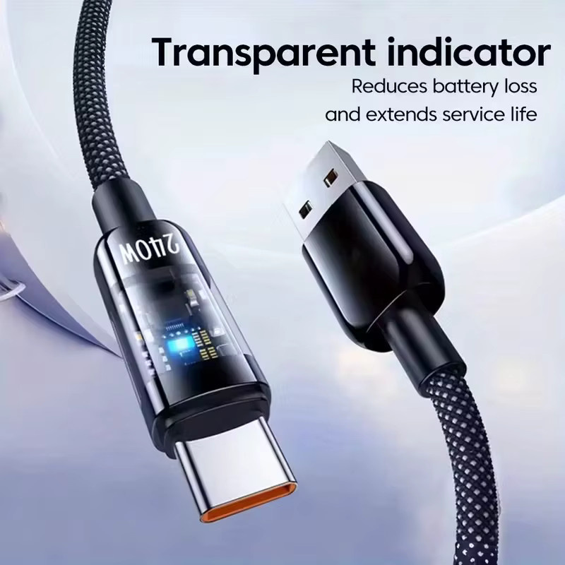 ILEPO USB-A auf Typ-C-Kabel mit 240 W Superschnellladung und LED-Digitalanzeige in Schwarz - Bild 5