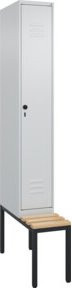 C+P Spind Classic PLUS Garderobenschrank mit Sitzbank, 1 Abteil, Lichtgrau/Schwarzgrau, B/T/H: 212,0 x 30,0 x 81,5 cm - Bild 1
