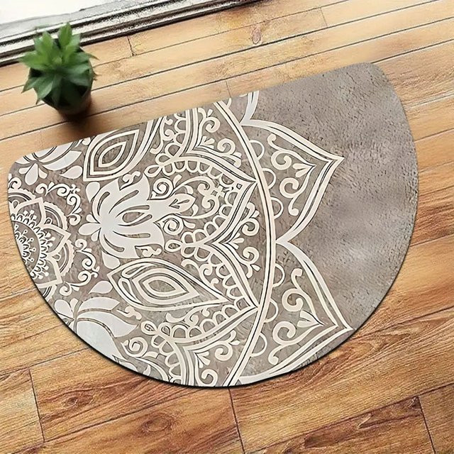 VIKAMA Rutschfeste halbrunde Bodenmatte im Boho-Design, maschinenwaschbarer Outdoor-Teppich für Flur und Eingangsbereich, B/T: 120 x 60 cm - Bild 1