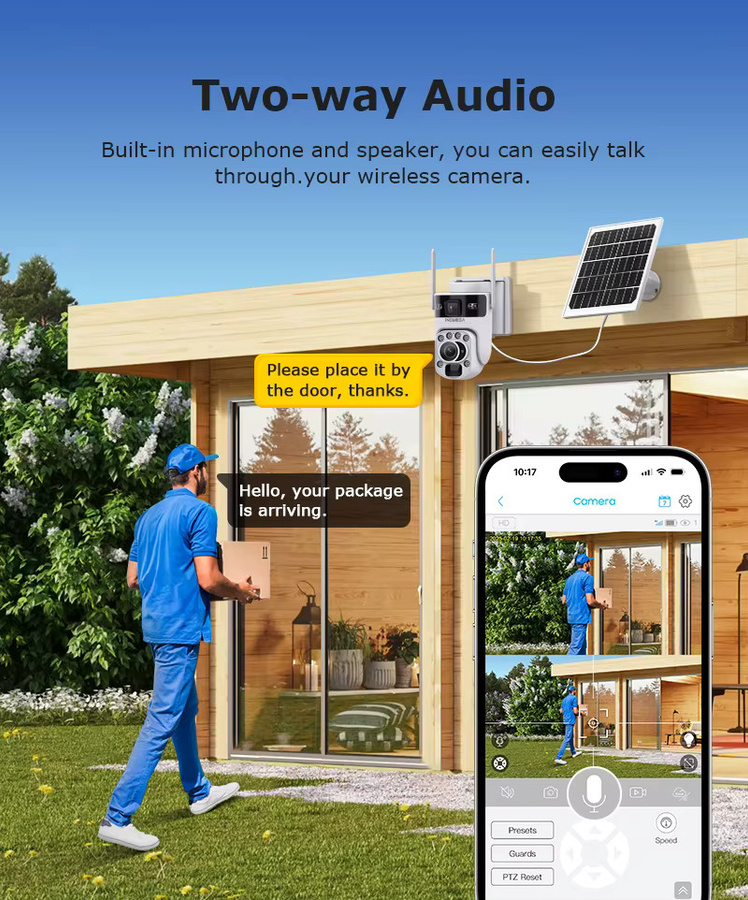 INQMEGA Solarkamera mit 12MP Auflösung, 60X optischem Zoom, Dual Screen, PTZ, PIR Erkennung und Auto Tracking, 4G/WiFi Überwachungskamera in Weiß - Bild 4