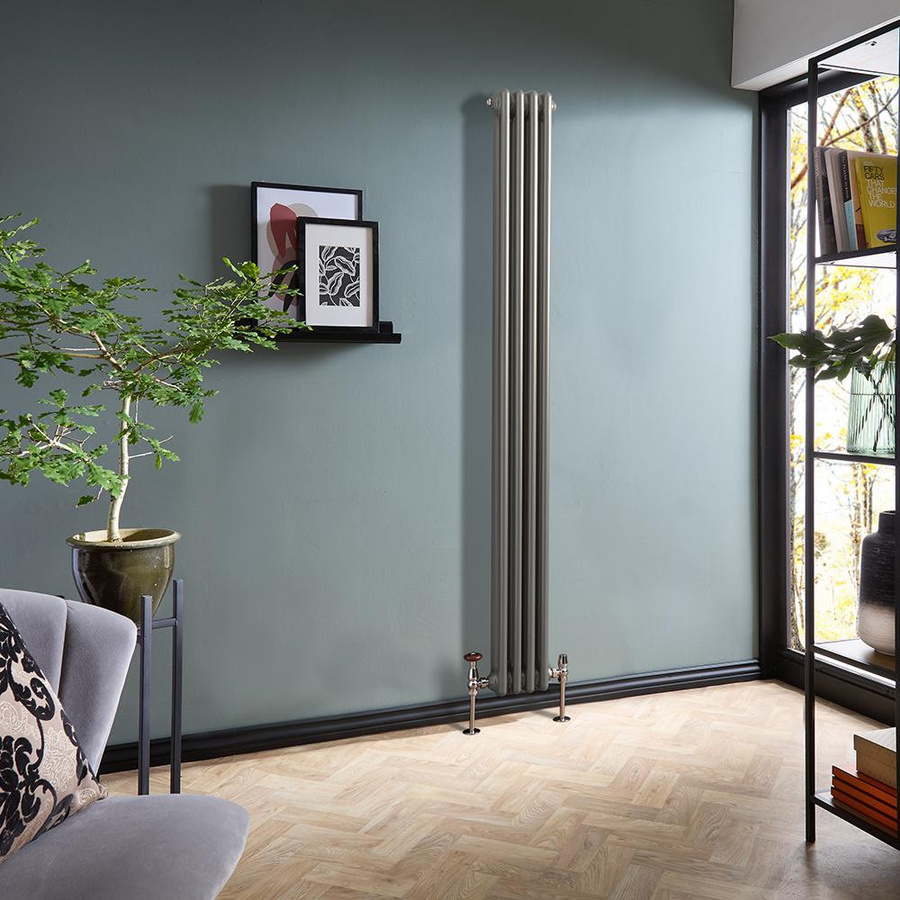 Hudson Reed Gliederheizkörper Regent 2-säulig Vertikal in Metallischem Silber, Höhe: 180 cm, Breite: 20 cm - Bild 1