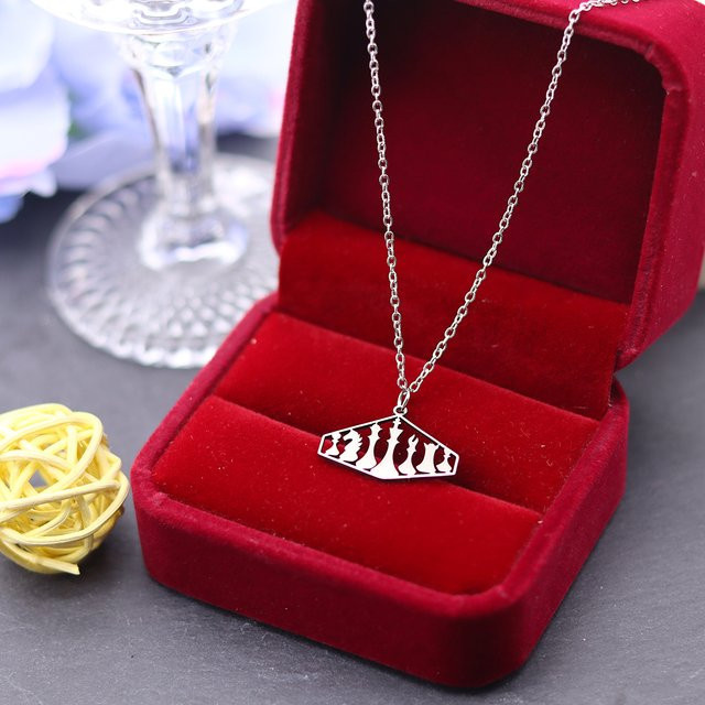 Kinitial Halskette Schachfiguren, Edelstahl, Silber, Unisex - Bild 1