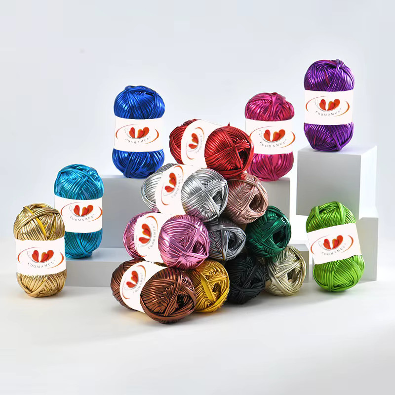 COOMAMUU Kunstleder-Häkelgarn Glänzend für DIY Handstrickprojekte und Kissen, 100g - Bild 2