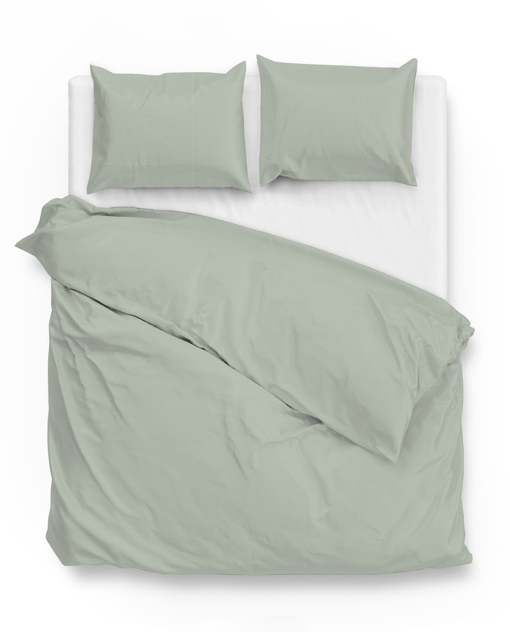 Zo! Home Mako-Satin Bettwäsche aus Baumwolle in Foam Green, Set bestehend aus Bettbezug und Kissenbezug, B/H: 200 x 200 cm, Kissenbezug: 80 x 80 cm - Bild 1