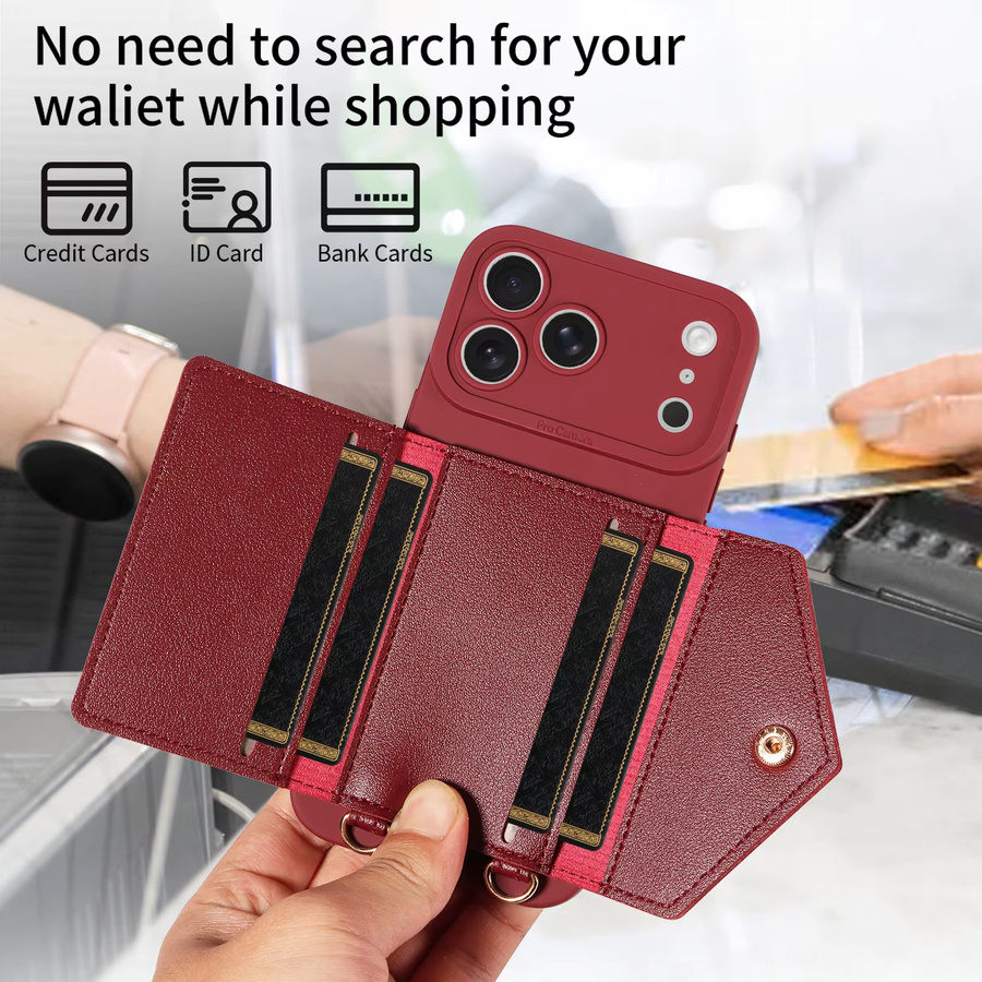 Stoßfeste Kunstleder-Handyhülle mit Lanyard-Halterung für Samsung Galaxy A56 A55 A54 A53 A36 A33 A26 A15 A13 in Schwarz und Rot - Bild 6
