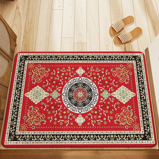Klassische Samt Fußmatte Keni in Rot, pflegeleicht und verschleißfest, B/T: 80 x 50 cm - Bild 1
