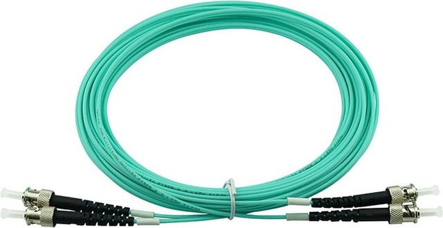 BlueOptics Duplex LWL Patchkabel ST-PC/ST-PC, Multimode OM3 G50/125µm, 15 Meter, Farbe: beige/türkis, LSZH aqua, 2.0mm Tube mit Keramik Ferrule und Messprotokoll (SFP3333EU15MK) - Bild 1