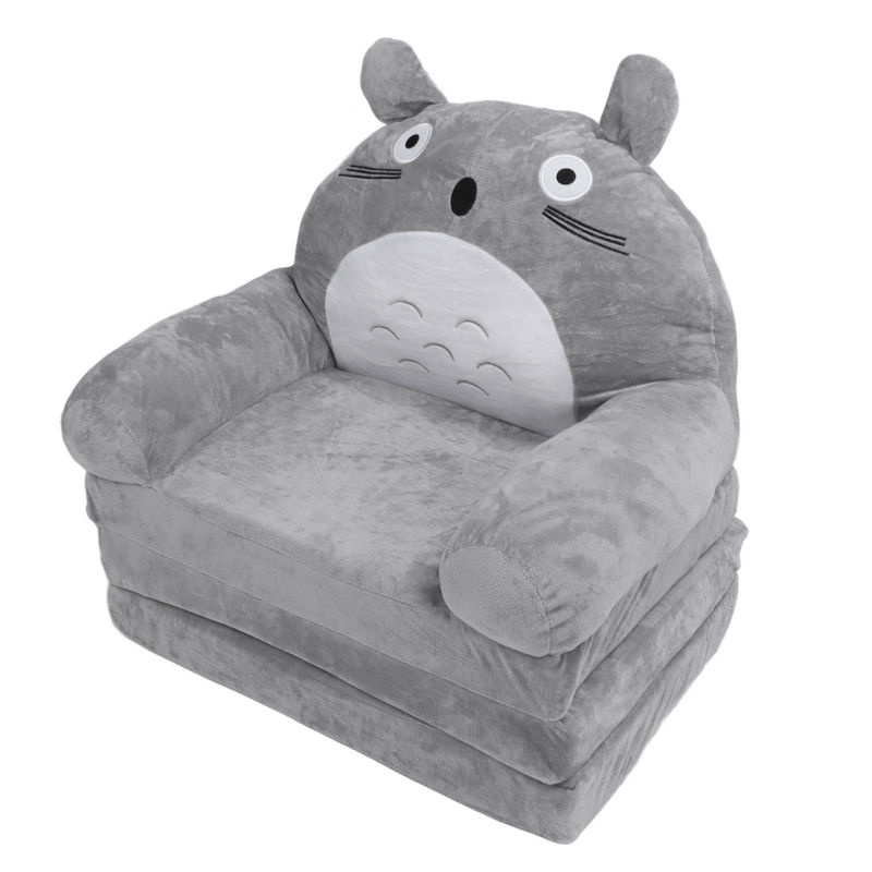 Aimo Faltbares Kindersofa in Grau mit Cartoon-Tier-Design aus Schaumstoff und Textil - Bild 6