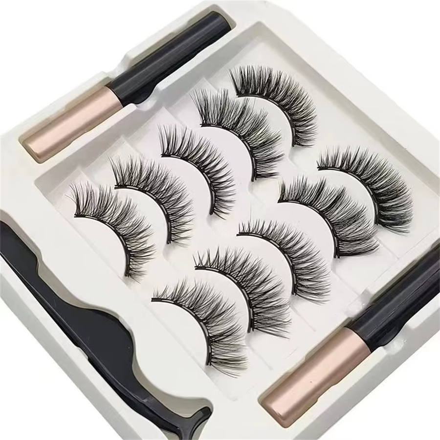 JIEFUXIN Magnetische Wimpern Set, 3D-Nerzwimpern, Black, Unisex - Bild 2