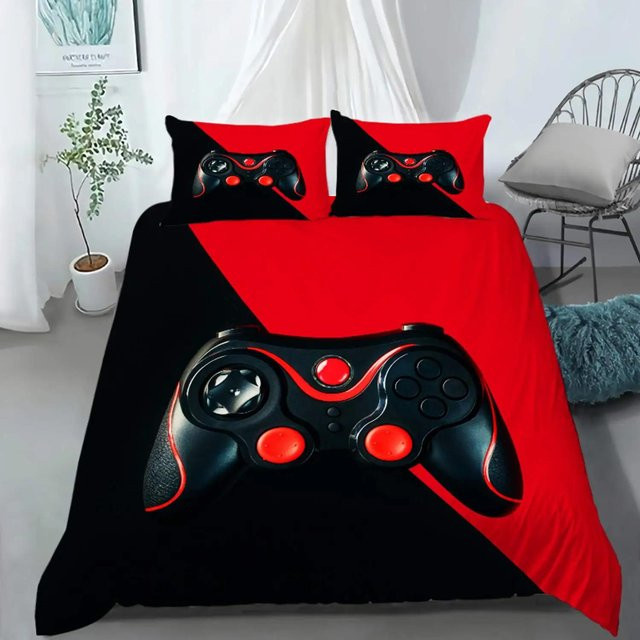 Bettwäscheset Your Warm Home mit Gamepad-Motiv für Jugendliche, rot, B/H: 140 x 210 cm, inklusive 2 Kissenbezüge (50 x 70 cm) - Bild 1