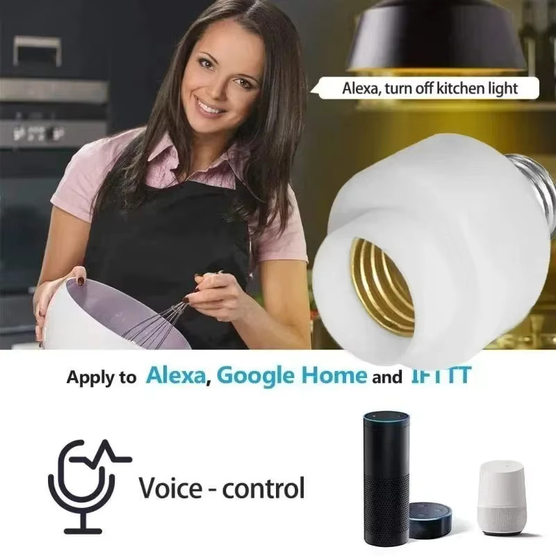 Tuya Smart Lampenfassung E27 WiFi Adapter in Weiß mit Sprachsteuerung für Alexa und Google Assistant - Bild 3