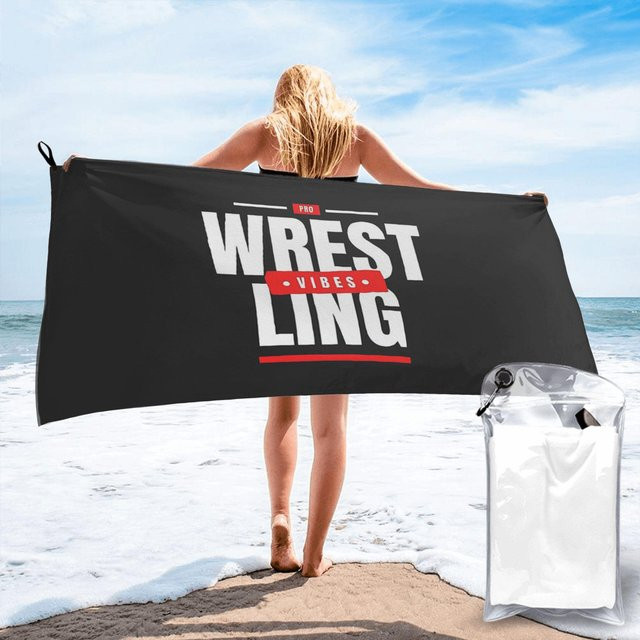 Pro Wrestling Vibes Strandtuch aus Mikrofaser, schwarz, B/H: 80 x 160 cm - Bild 1