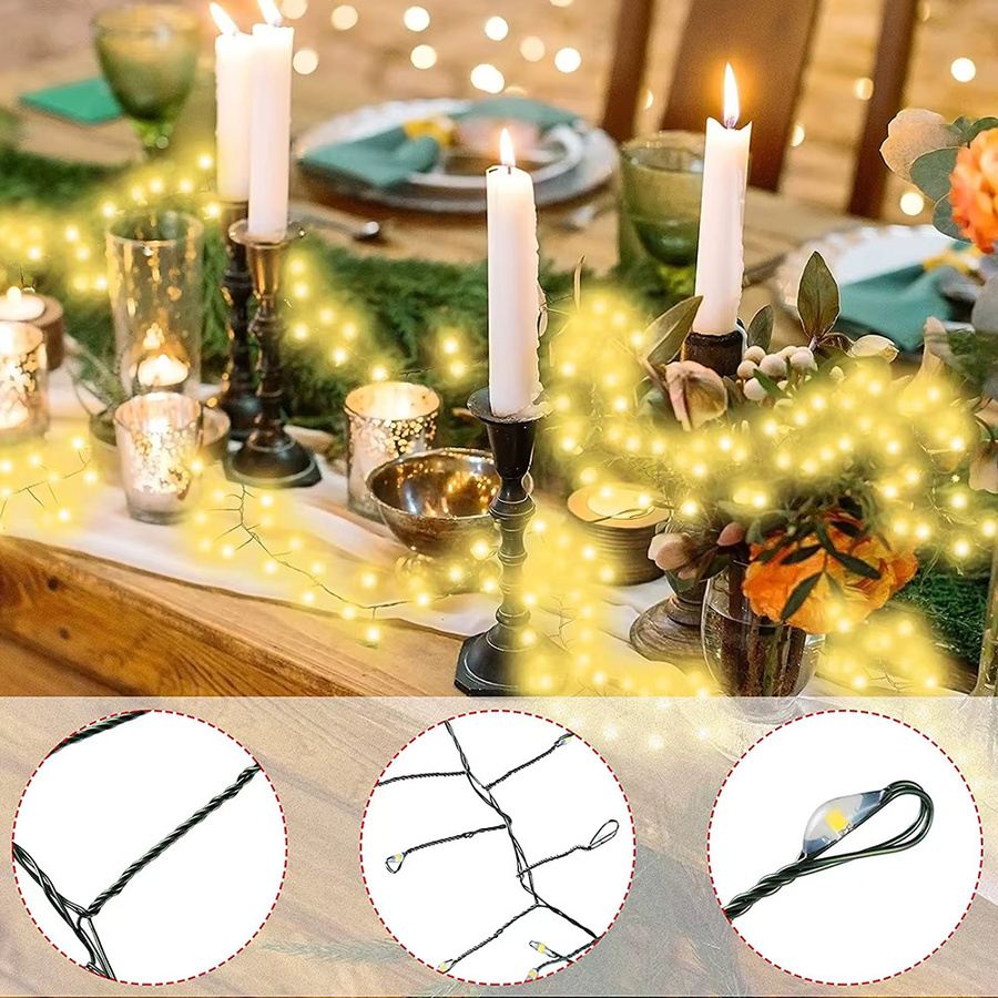 KIKIELF LED Cluster Feuerwerkskörper Lichterkette in Warmweiß für Weihnachtsbaum und Dekoration, Länge: 6 m bis 48 m - Bild 3