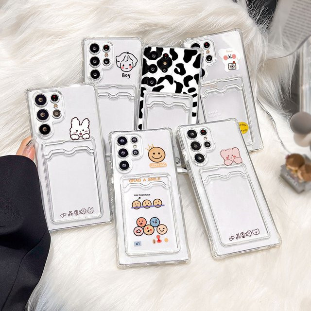 Silikon Handyhülle mit Kartenfach für Samsung Galaxy S25 Ultra, S24, S23, S22, A56 5G, A55, A54, A53, A52, FE in Transparent - Bild 1