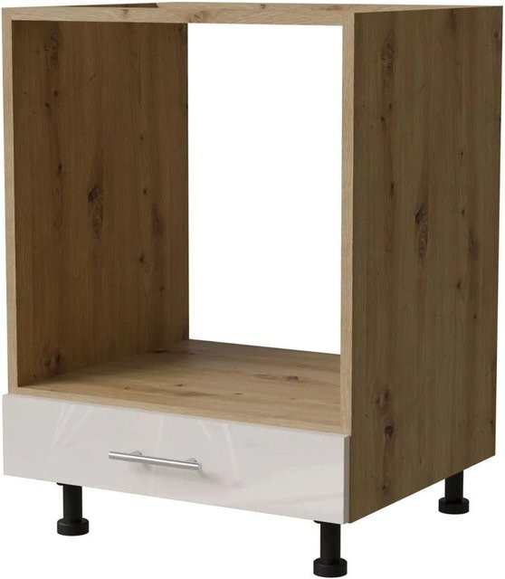 Feldmann-Wohnen Herdumbauschrank Brerra D11K/60 in Eiche Artisan und RAL 9001 Creme Hochglanz, B/T/H: 60 x 50 x 82 cm - Bild 1