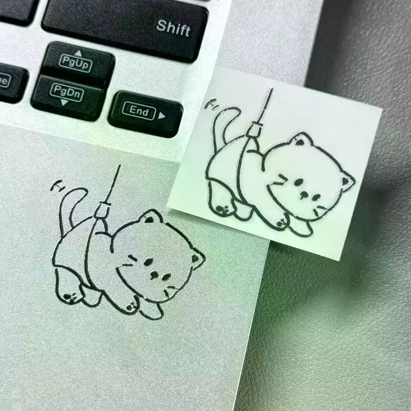 Wasserdichte 3D-Metallaufkleber, Mädchen- und Katzen-Cartoon-Figuren, Silber - Bild 3