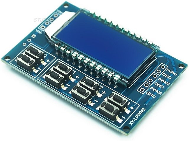 STJF Einstellbares 3-Kanal PWM-Modul mit Rechteckwelle und Pulsfrequenz-Arbeitszyklus in Blau - Bild 1