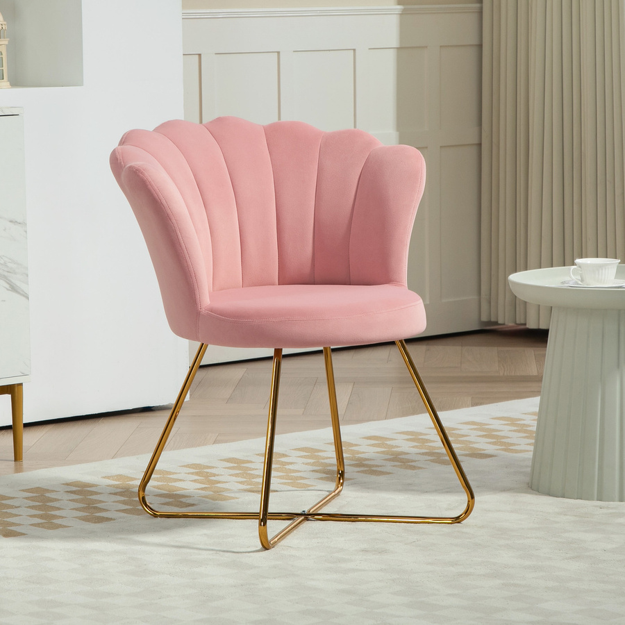 HOMCOM Loungesessel im Lotus-Design mit Armlehnen und Samtoptik in Rosa - Bild 2