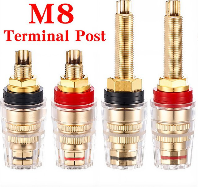 Kristall Audio HIFI Lautsprecher Stecker vergoldet mit Kupfer Buchse M8 L8 in Gold - Bild 1