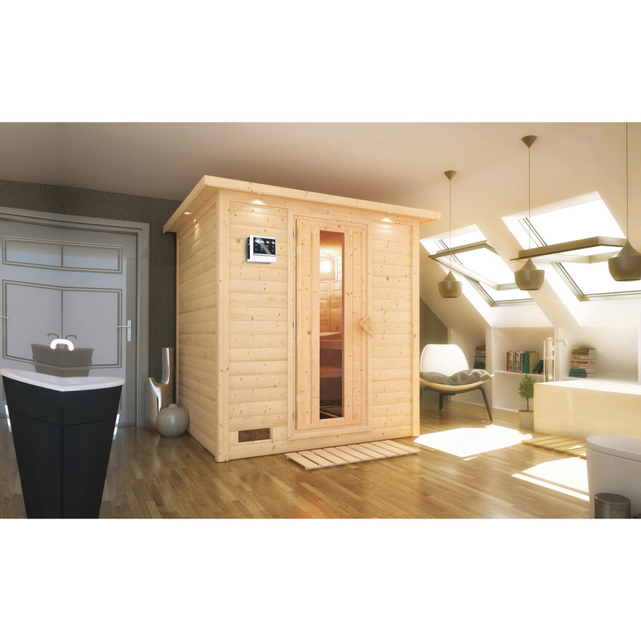 Karibu Sauna Marika Bio-Sauna mit Kombiofen und LED-Dachkranz B/T/H: 196 x 196 x 200 cm - Bild 3