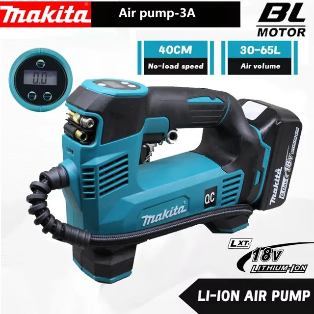 Makita Akku-Luftpumpe 18V Lithium-Ion kabelloser elektrischer Inflator für Autoreifen und Motorräder in Blau - Bild 1