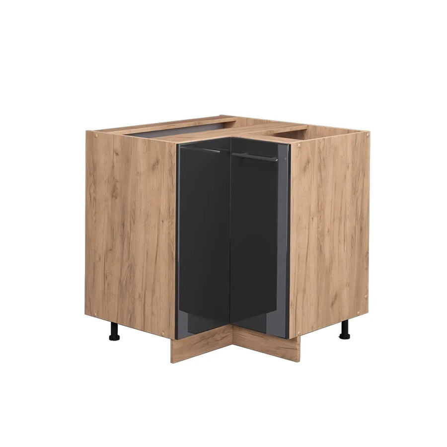 Vicco Eckunterschrank Fame-Line Küchenschrank in Eiche und Anthrazit Hochglanz mit Softclose-Scharnieren und Einlegeboden, Breite: 87 cm - Bild 3