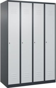 C+P Spind Classic PLUS Garderobenschrank mit 4 Abteilen in Anthrazitgrau und Lichtgrau, H x B x T: 185 x 120 x 50 cm - Bild 1