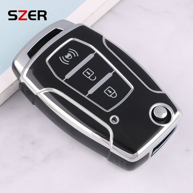 SZER TPU Auto Flip Key Case Cover Shell für Ssangyong Kyron 2 Sanka Actyon Korando Tivoli in Schwarz - Bild 1