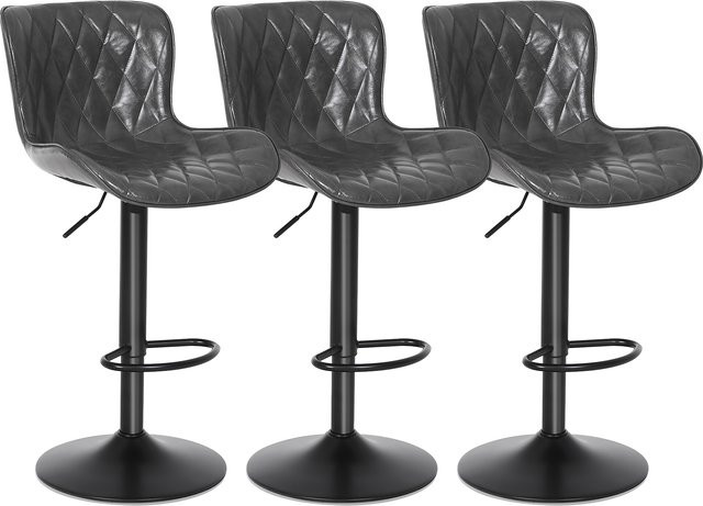 Ralex Set mit 3 modernen Barhockern aus Kunstleder und Metall in Dunkelgrau, drehbare Stühle für Küche, Esszimmer und Wohnzimmer - Bild 1