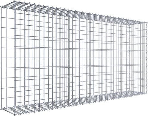 Gabiona Anbaukorb Raised Bed aus Stahl in Silbergrau, B/T/H: 100 x 30 x 200 cm, Maschenweite 5 x 10 cm - Bild 1
