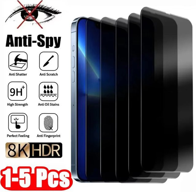 Xiaomi Sichtschutz Panzerglas Displayfolie für Redmi Note Serie (15 Pro 5G, 14, 13, 12, 11, 10, 11S, 10S, 15C, 14C, 13C, 12C, 10C, A3) Anti-Spy Schutzfolie im Set - Bild 1