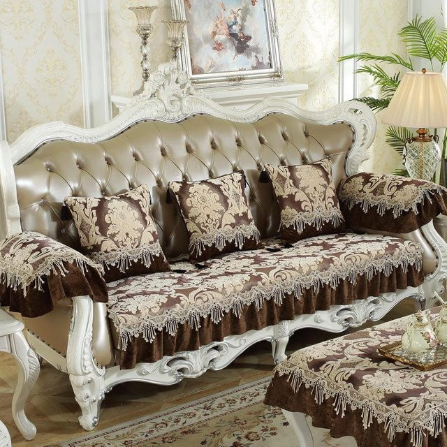 Binchi Chenille Sofa Sitzkissen mit Jacquard-Struktur und Silikon-Rutschschutz, Dunkel, B/T/H: 210 x 80 x 18 cm - Bild 1